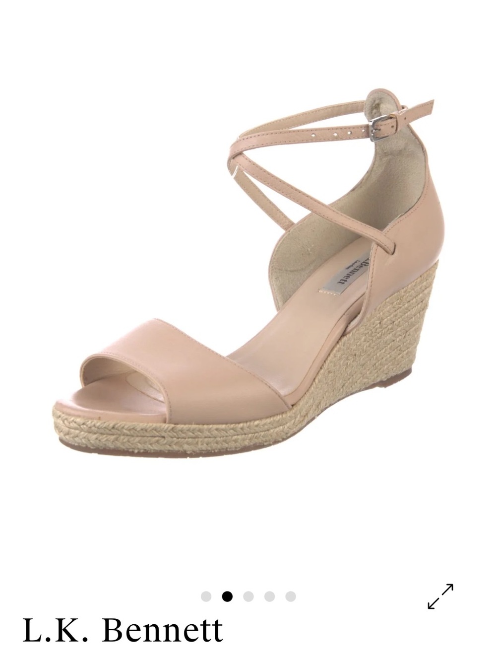 LK Bennett Blush Pink Ankle-Strap Espadrille Wedges worn once